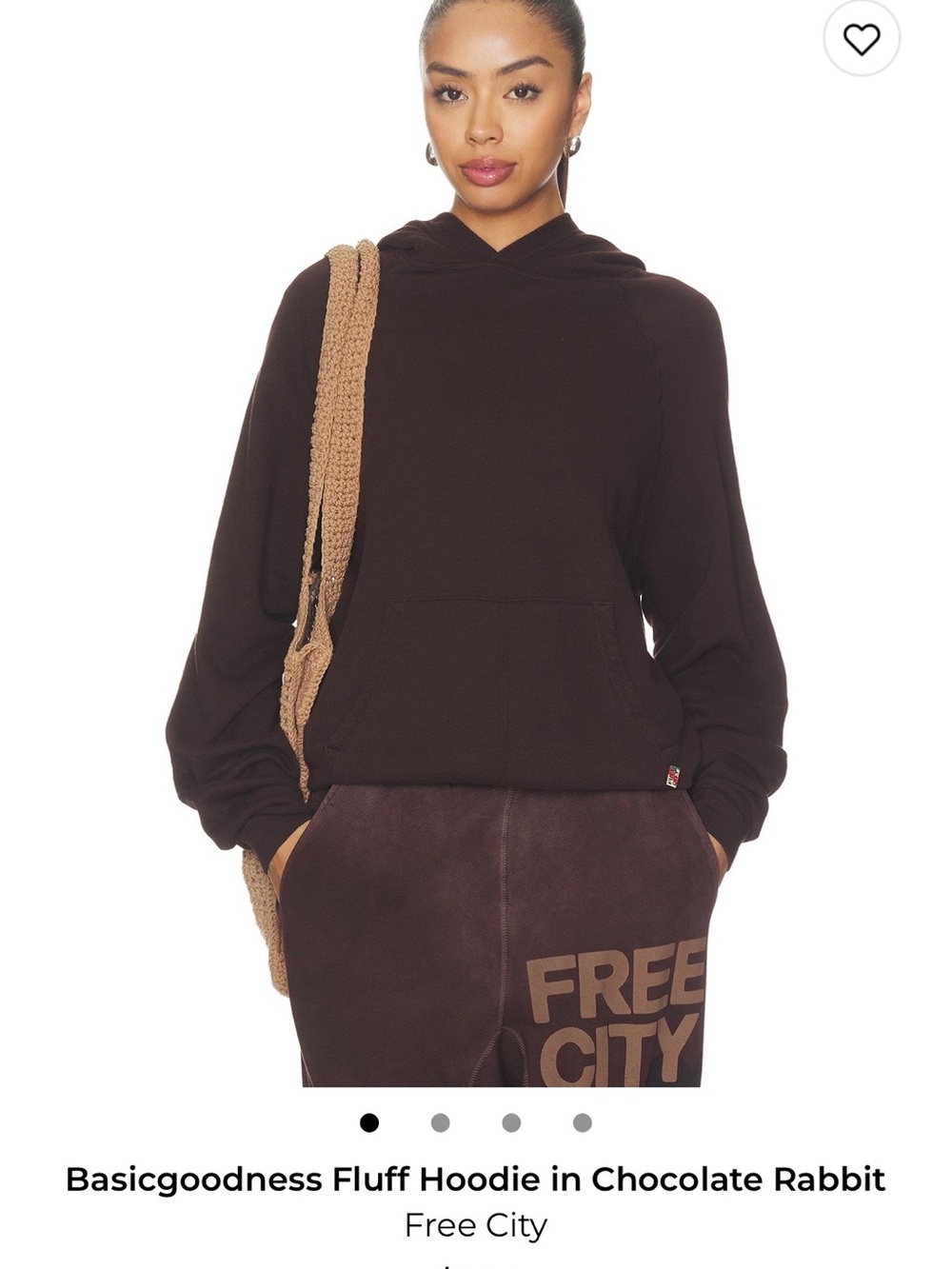 FREECITY Basicgoodness Fluff Hoodie Chocolate Rabbit Size S NWT
